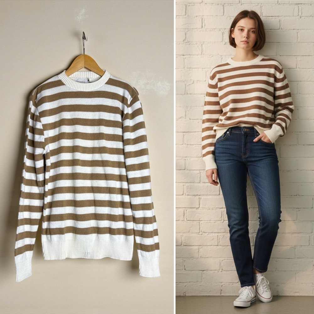 Striped Cotton Sweater large Kaufmann’s Clay Poole Y2K